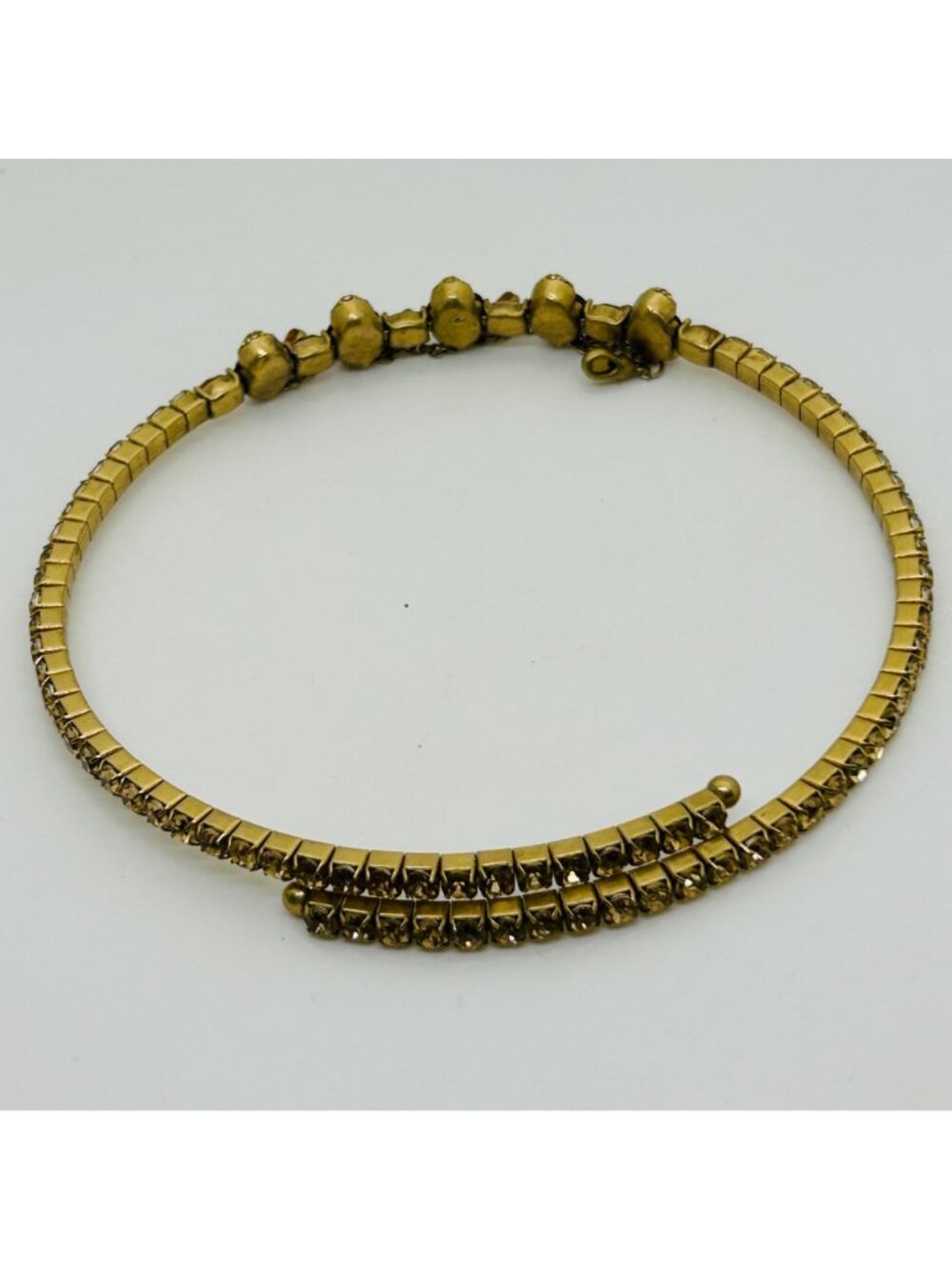 Liz Claiborne Choker Necklace Gold Tone Brown Resin Bead Dangle Wire Vintage - Picture 4 of 10